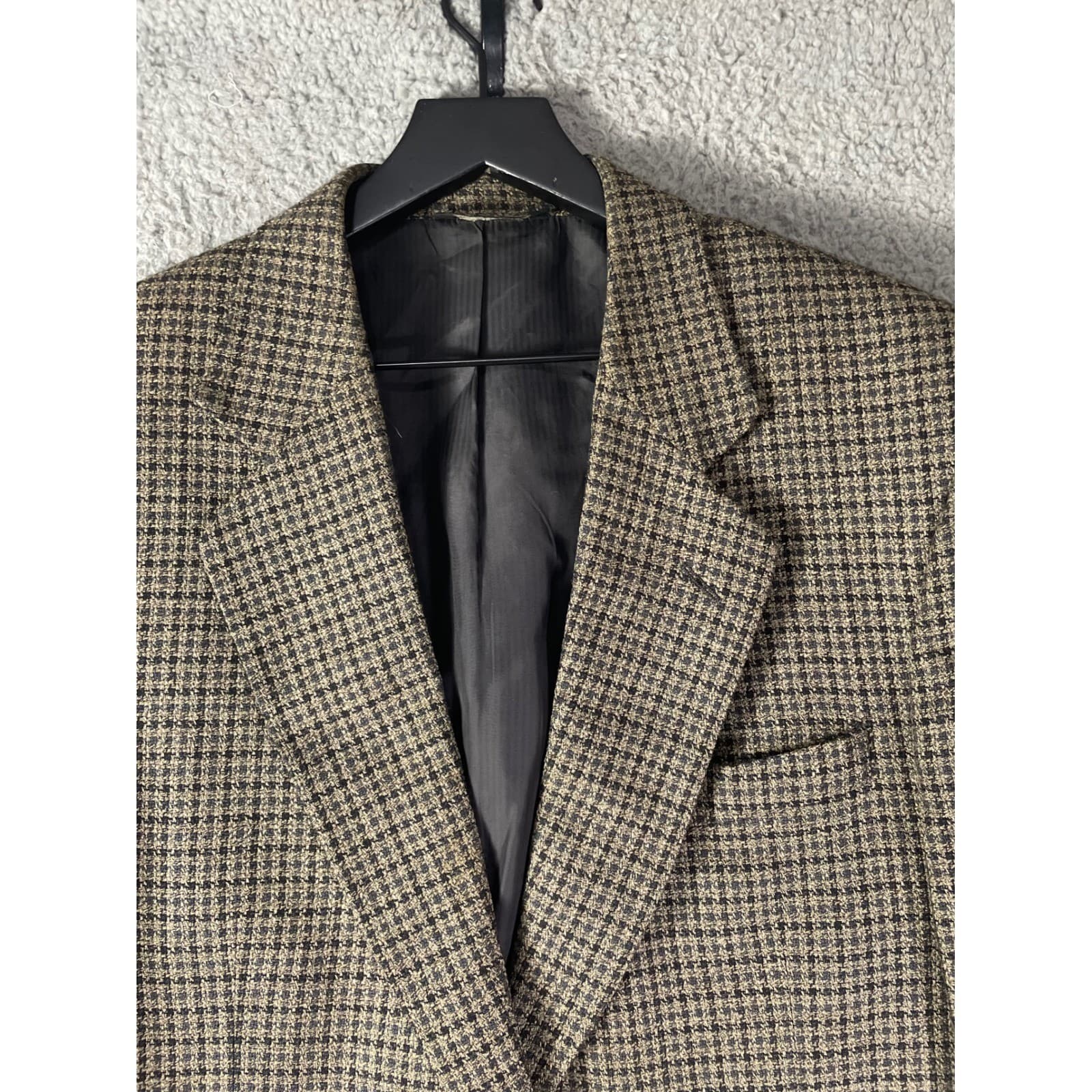 Mens 44R Vito Rufolo Houndstooth Wool Sport Coat Blazer Made Italy Brown Gray - Thumbnail 12