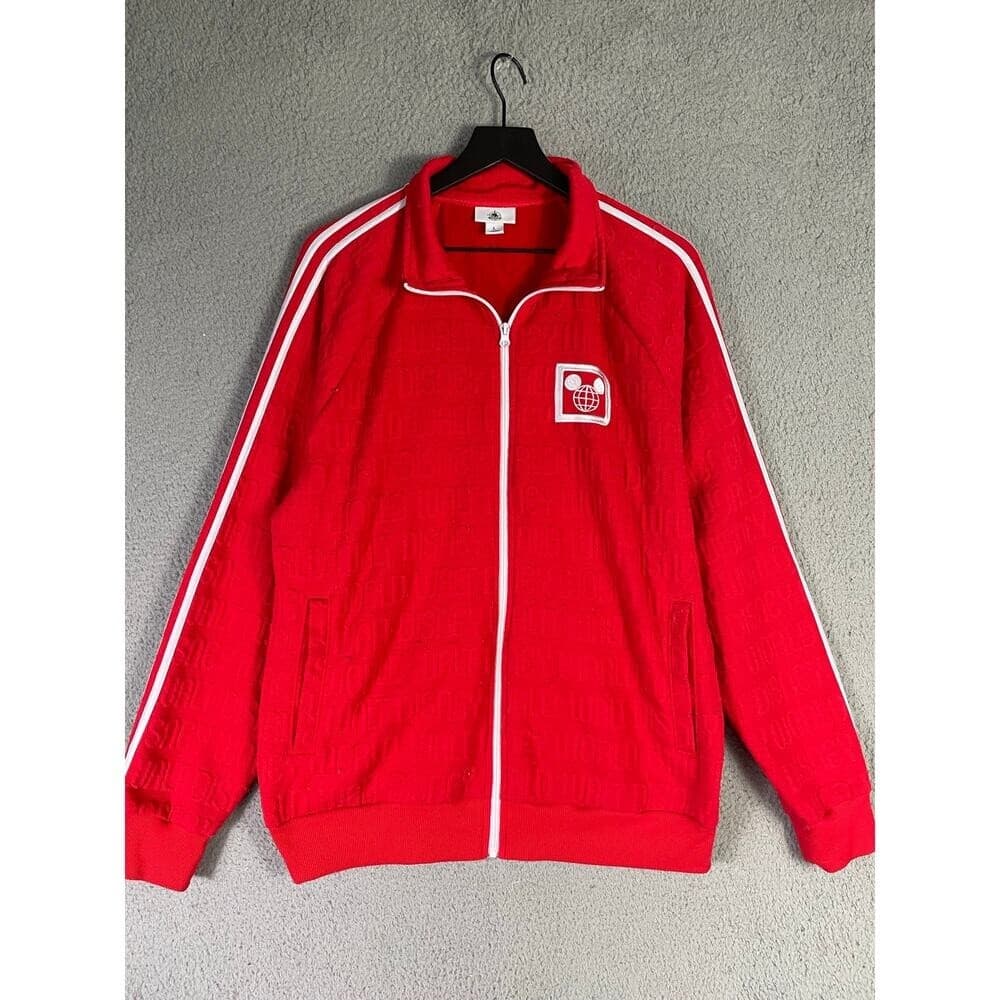 Walt Disney World Red Track Jacket Embossed Zip Varsity Unisex Adult Large - Thumbnail 3