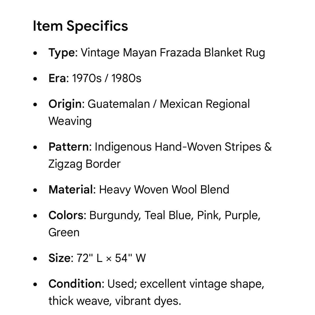 Vintage Mayan Blanket Rug Guatemalan Mexican Wool Frazada Striped Fringe - Thumbnail 2