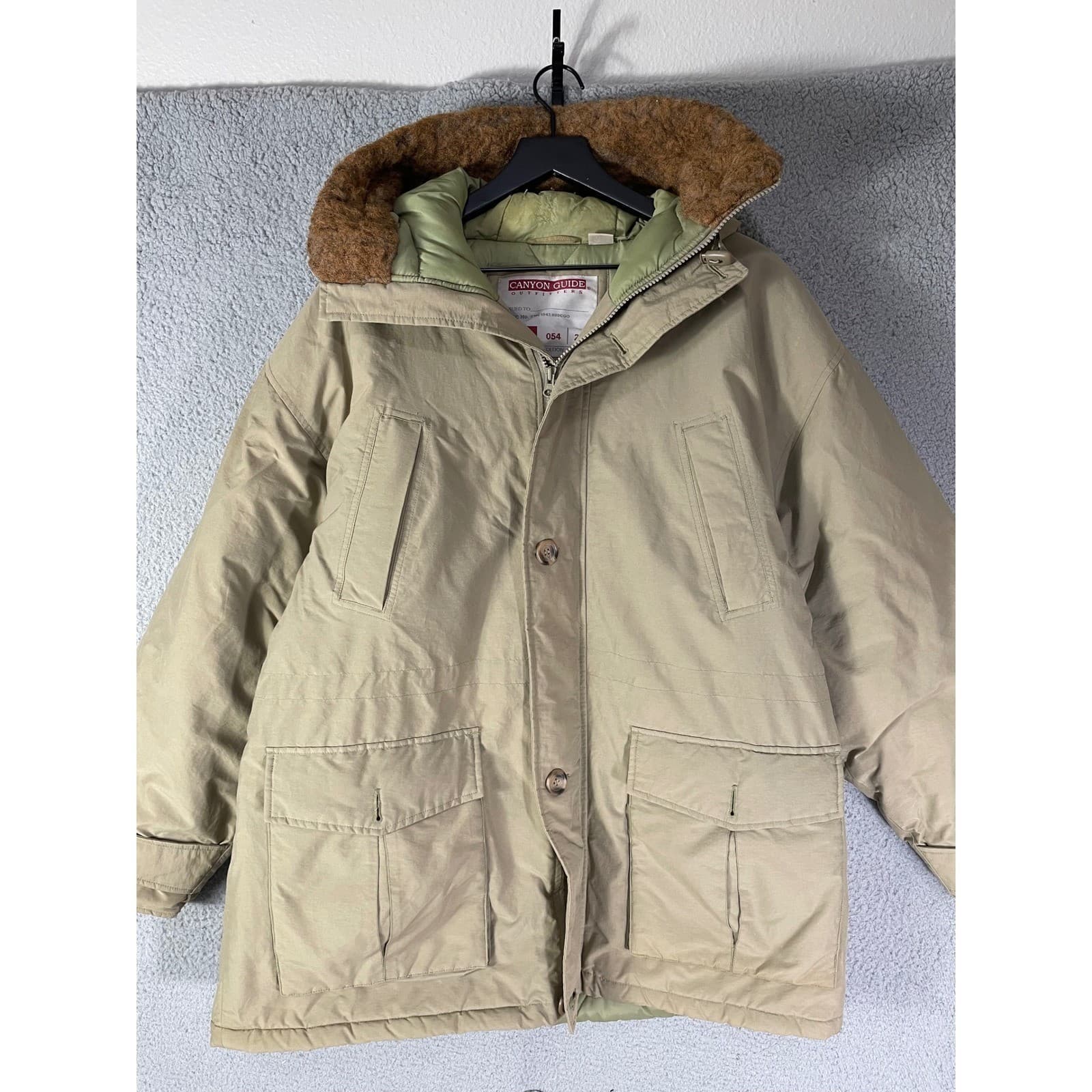 Canyon Guide Outfitters Expedition Supply Parka Mens XL Khaki Faux Shearling - Thumbnail 9