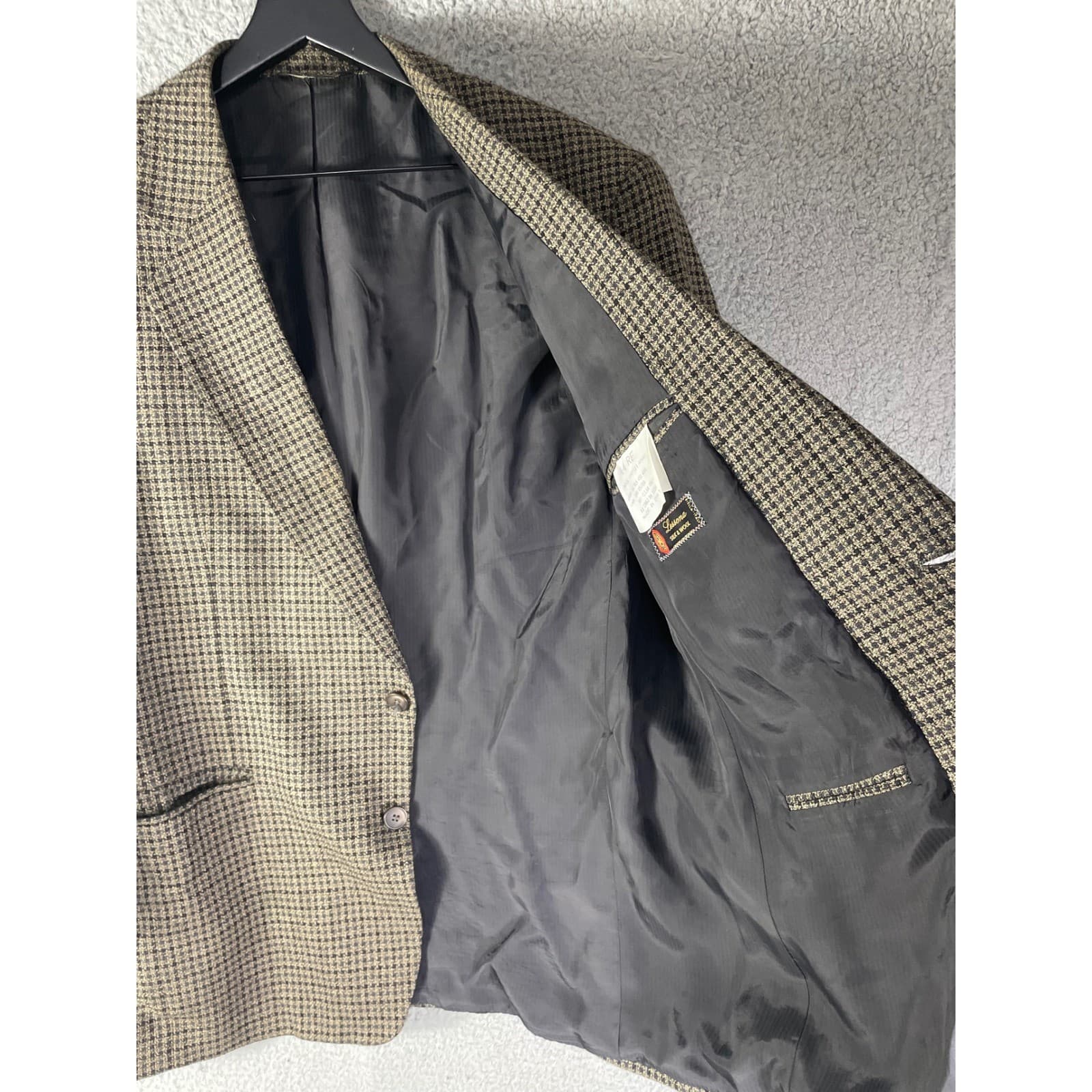 Mens 44R Vito Rufolo Houndstooth Wool Sport Coat Blazer Made Italy Brown Gray - Thumbnail 8