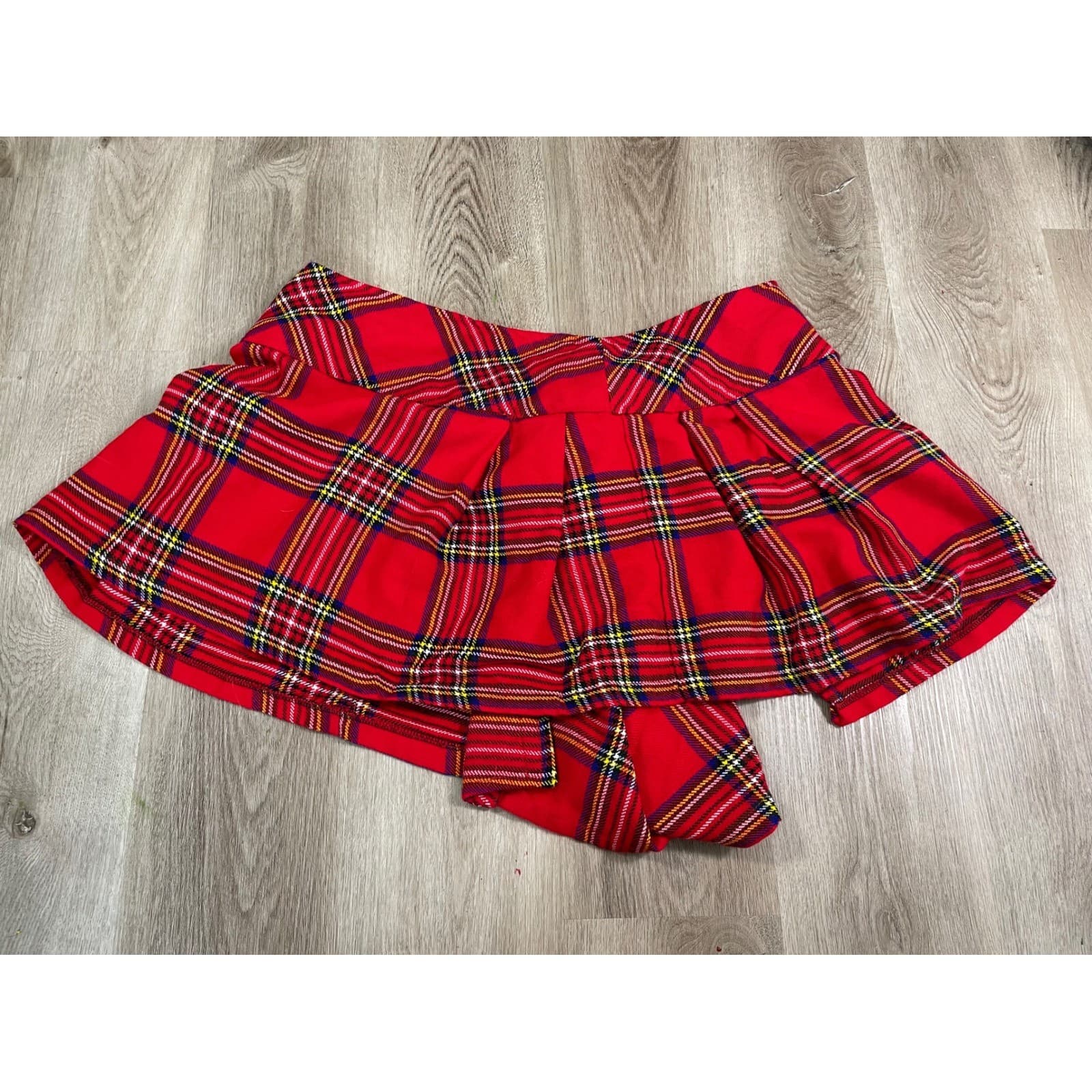 Red Tartan Plaid Kilt Skirt Buckle Detail Mini Skirt Size 46 - Thumbnail 12