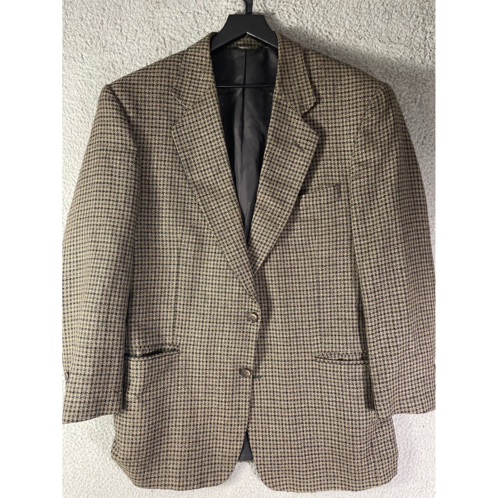 Mens 44R Vito Rufolo Houndstooth Wool Sport Coat Blazer Made Italy Brown Gray - Thumbnail 11