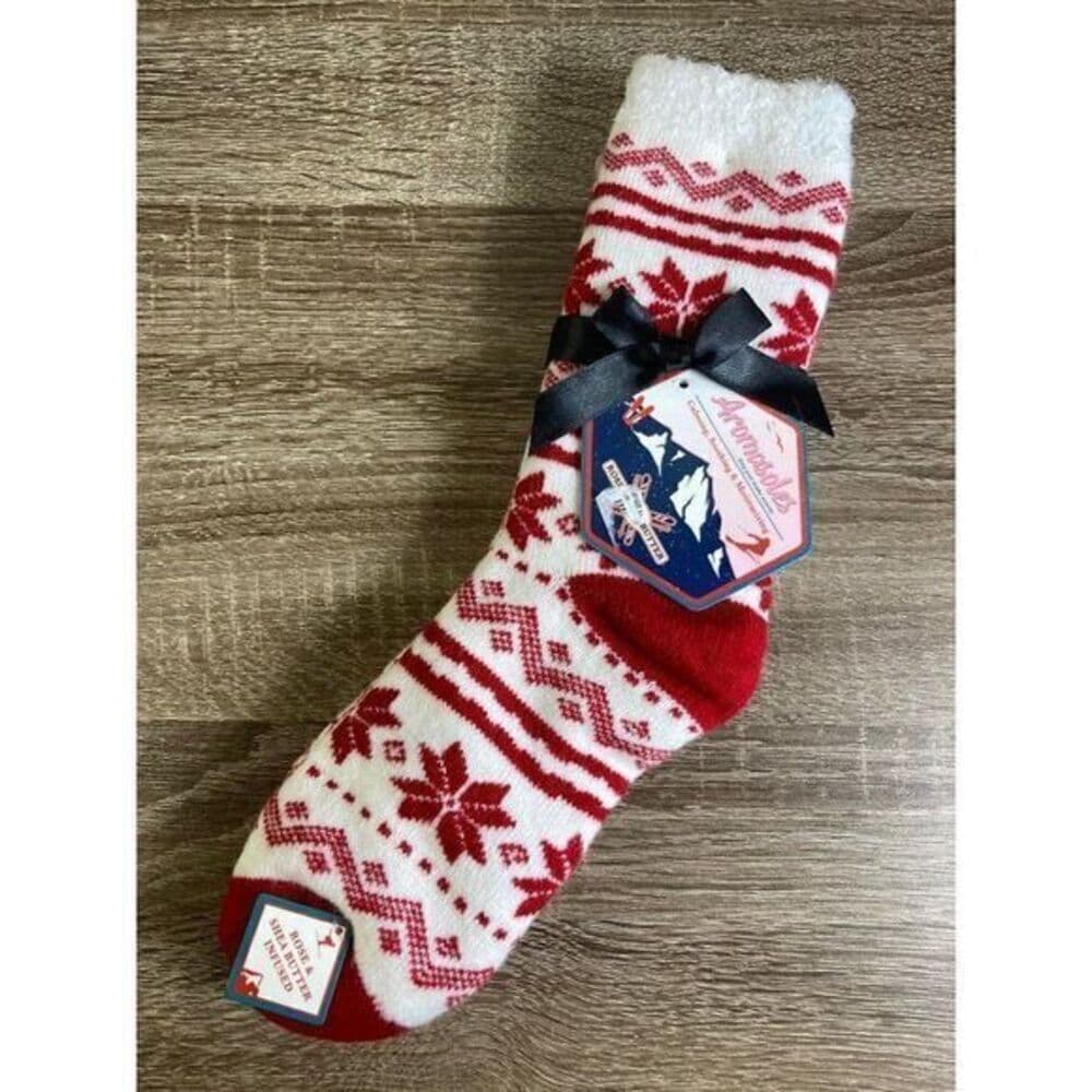 Aromasoles Socks Infused Rose Shea Butter Slipper Lounge Womens One Size - Thumbnail 3