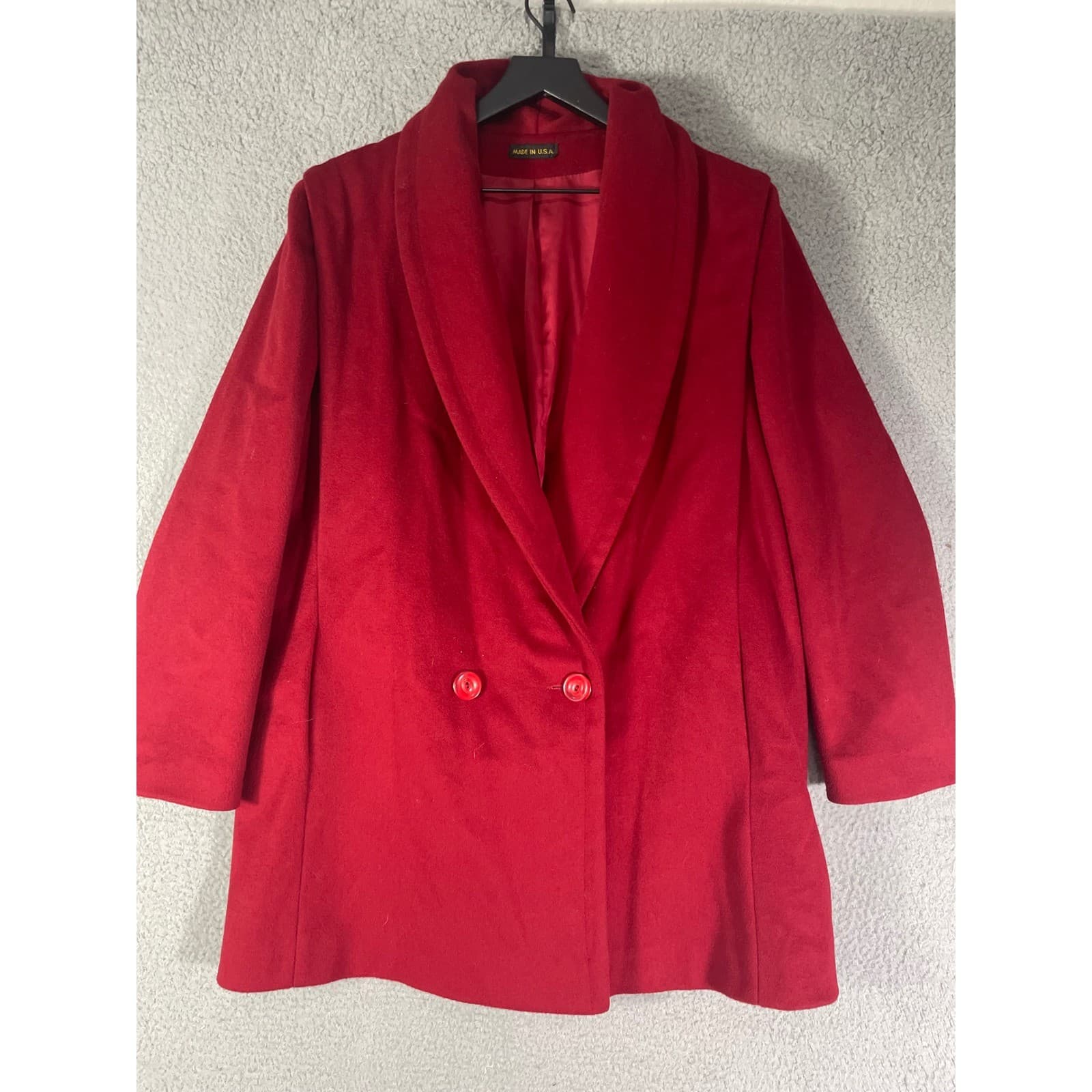 Worumbo 100% Wool Blazer Red Womens Vintage Coat Jacket Tailored USA M/L - Thumbnail 6