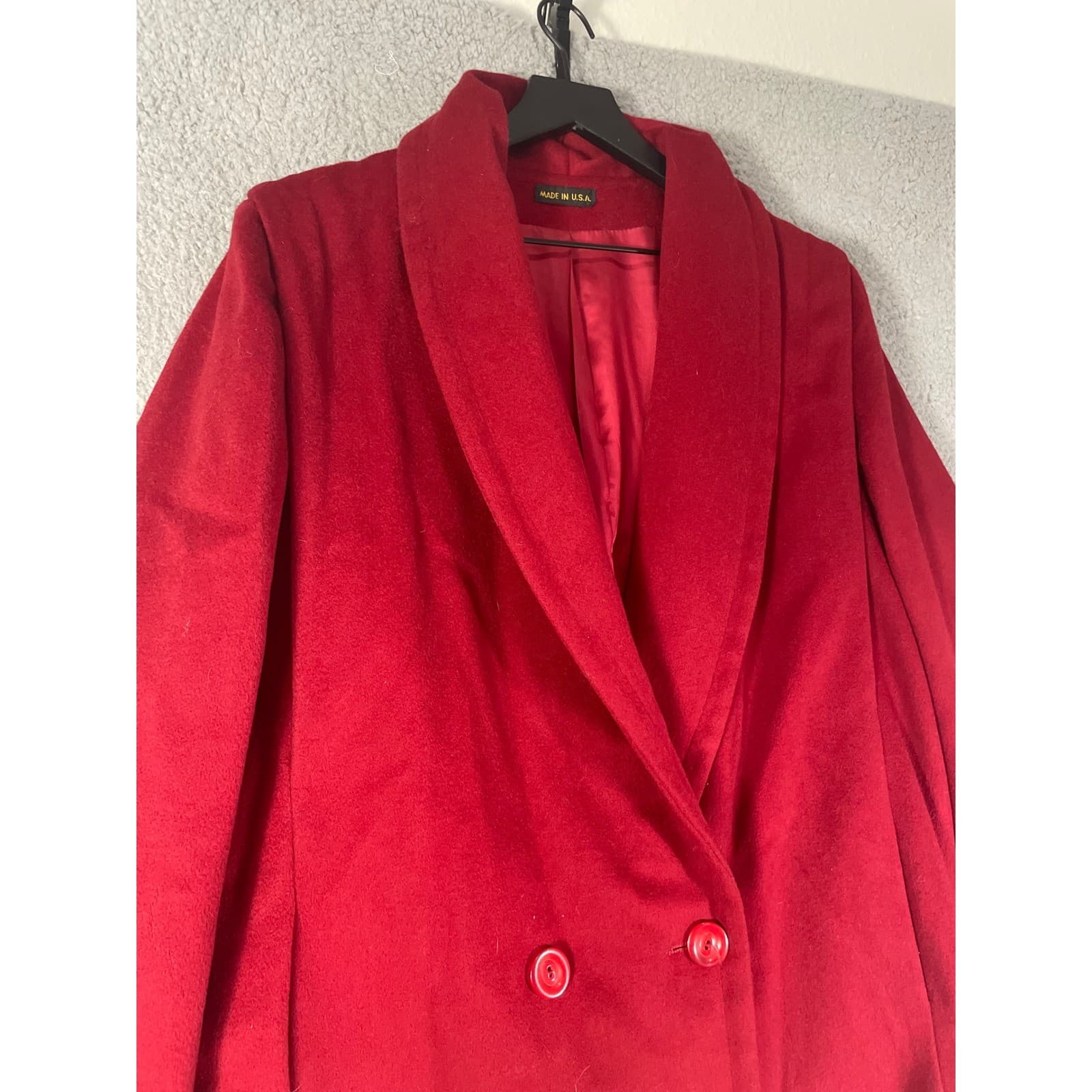 Worumbo 100% Wool Blazer Red Womens Vintage Coat Jacket Tailored USA M/L - Thumbnail 9