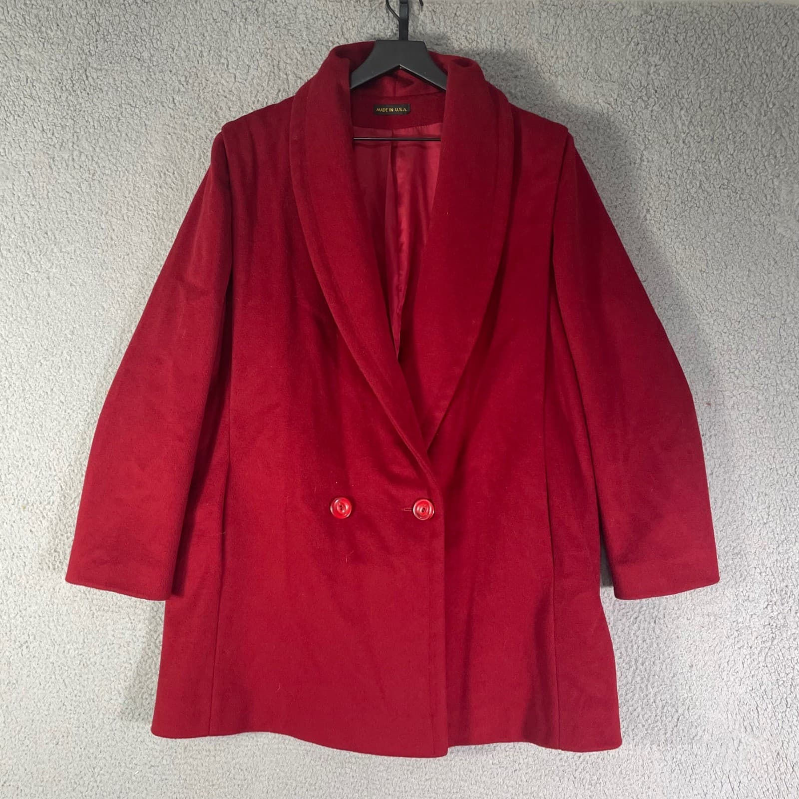 Worumbo 100% Wool Blazer Red Womens Vintage Coat Jacket Tailored USA M/L - Thumbnail 2
