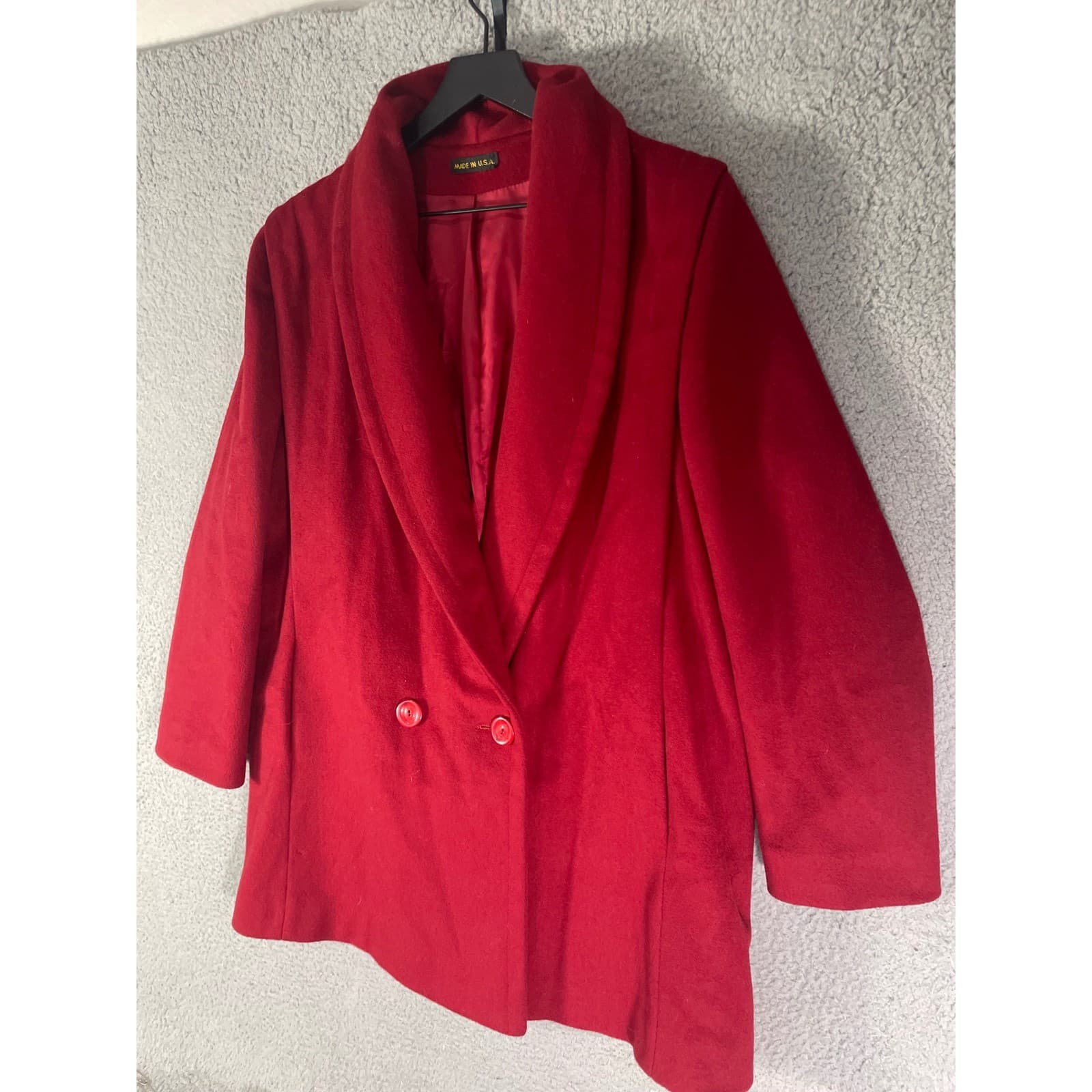 Worumbo 100% Wool Blazer Red Womens Vintage Coat Jacket Tailored USA M/L - Thumbnail 8