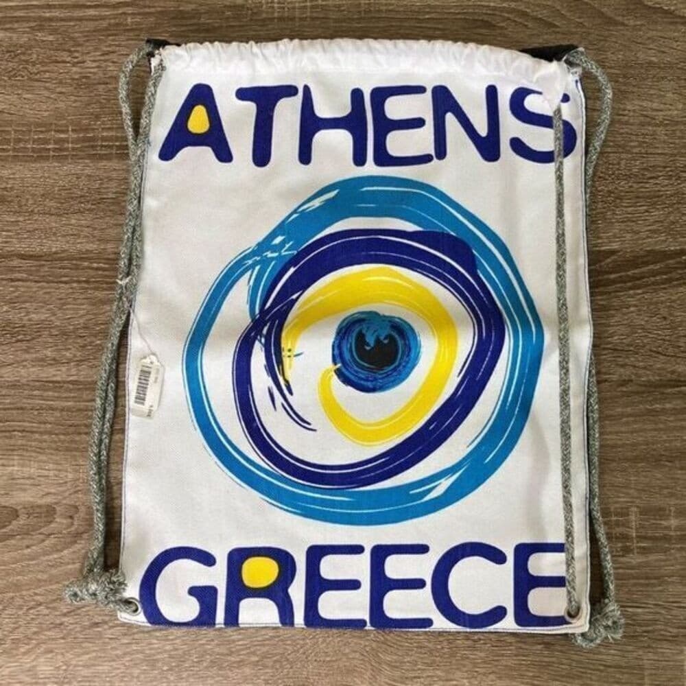Athens Greece Drawstring Bag Backpack Adult One Size Standard Unisex Blue New - Thumbnail 3