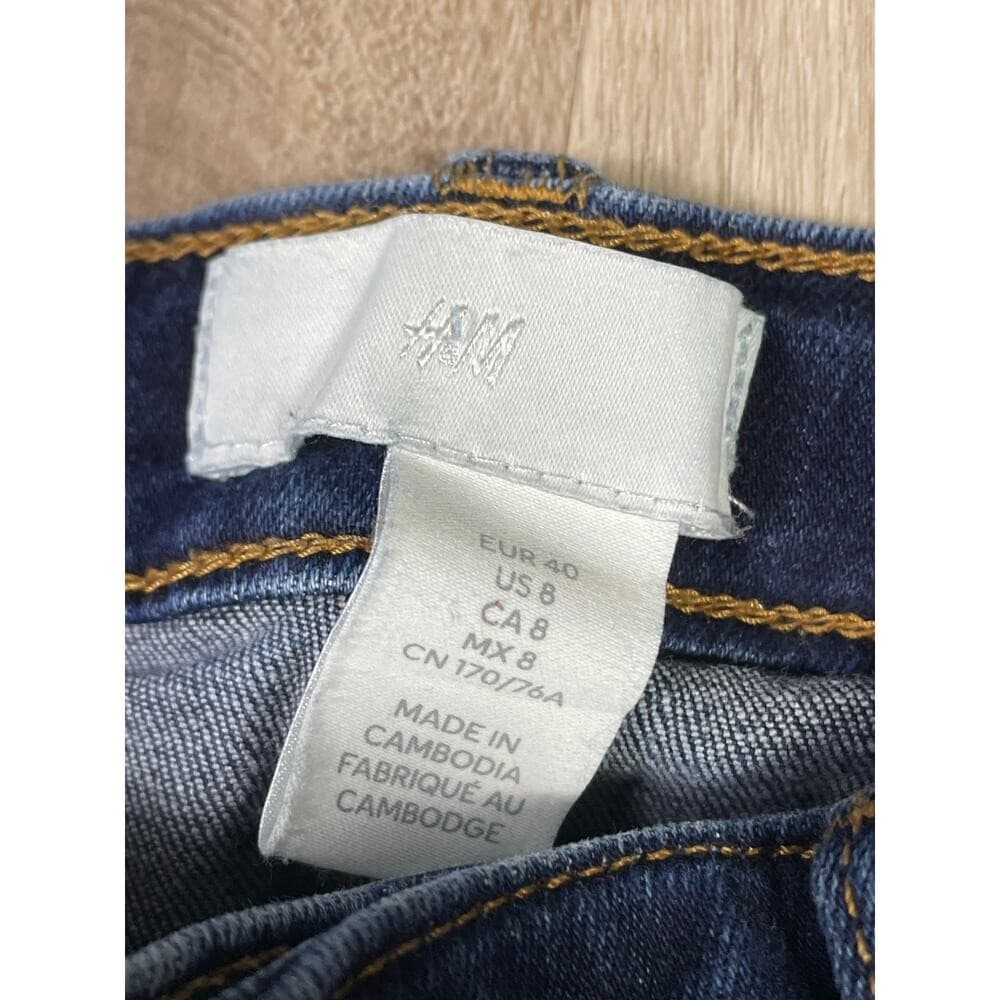H&M Women's High Waist 8 Skinny Jeans Blue Stretch Denim 99% Cotton Casual Y2K - Thumbnail 5