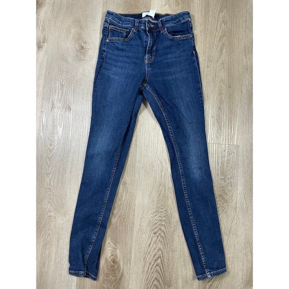 H&M Women's High Waist 8 Skinny Jeans Blue Stretch Denim 99% Cotton Casual Y2K - Thumbnail 2