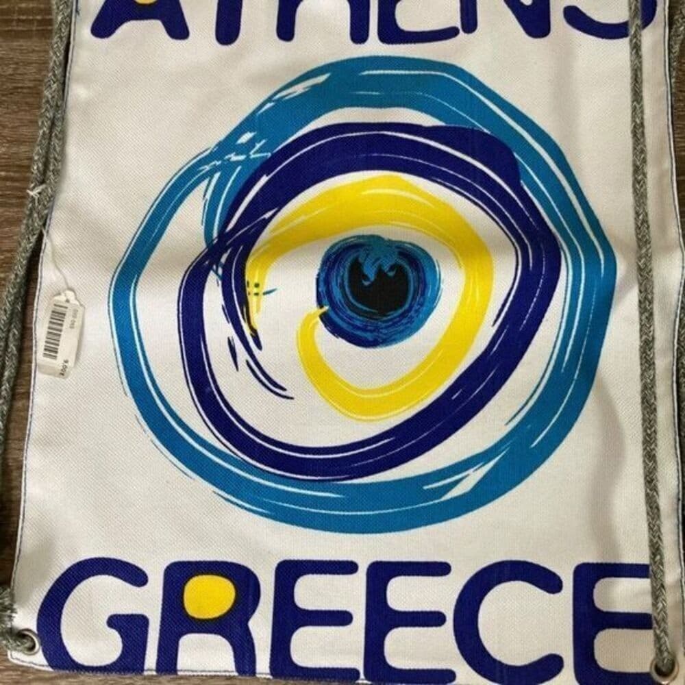 Athens Greece Drawstring Bag Backpack Adult One Size Standard Unisex Blue New - Thumbnail 4