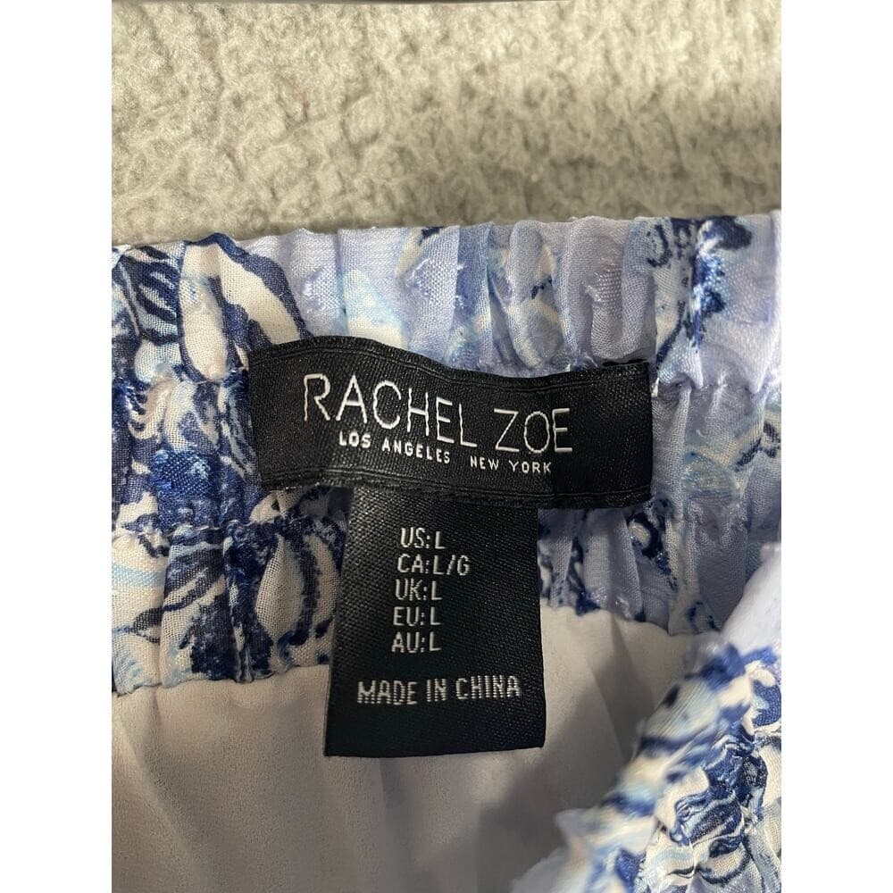 Rachel Zoe Blue Toile Print Skirt Size Large Lined Pull-On Smocked Cottagecore - Thumbnail 10