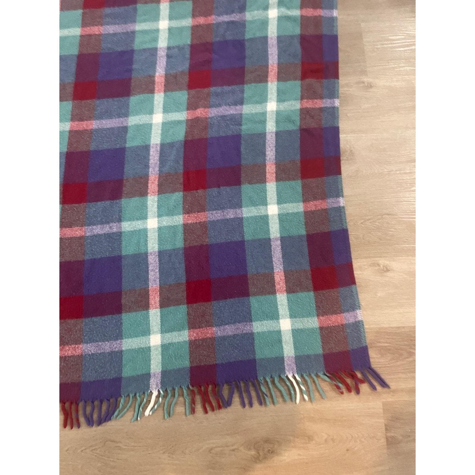 Vintage Faribo Blanket Plaid Throw Faribault Woolen Mill Acrylic Fringe USA - Thumbnail 5