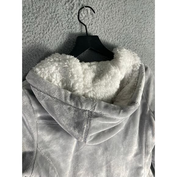 Weatherproof Gray Faux Shearling Lined Jacket Women's M Winter Zip Hoodie - Thumbnail 9