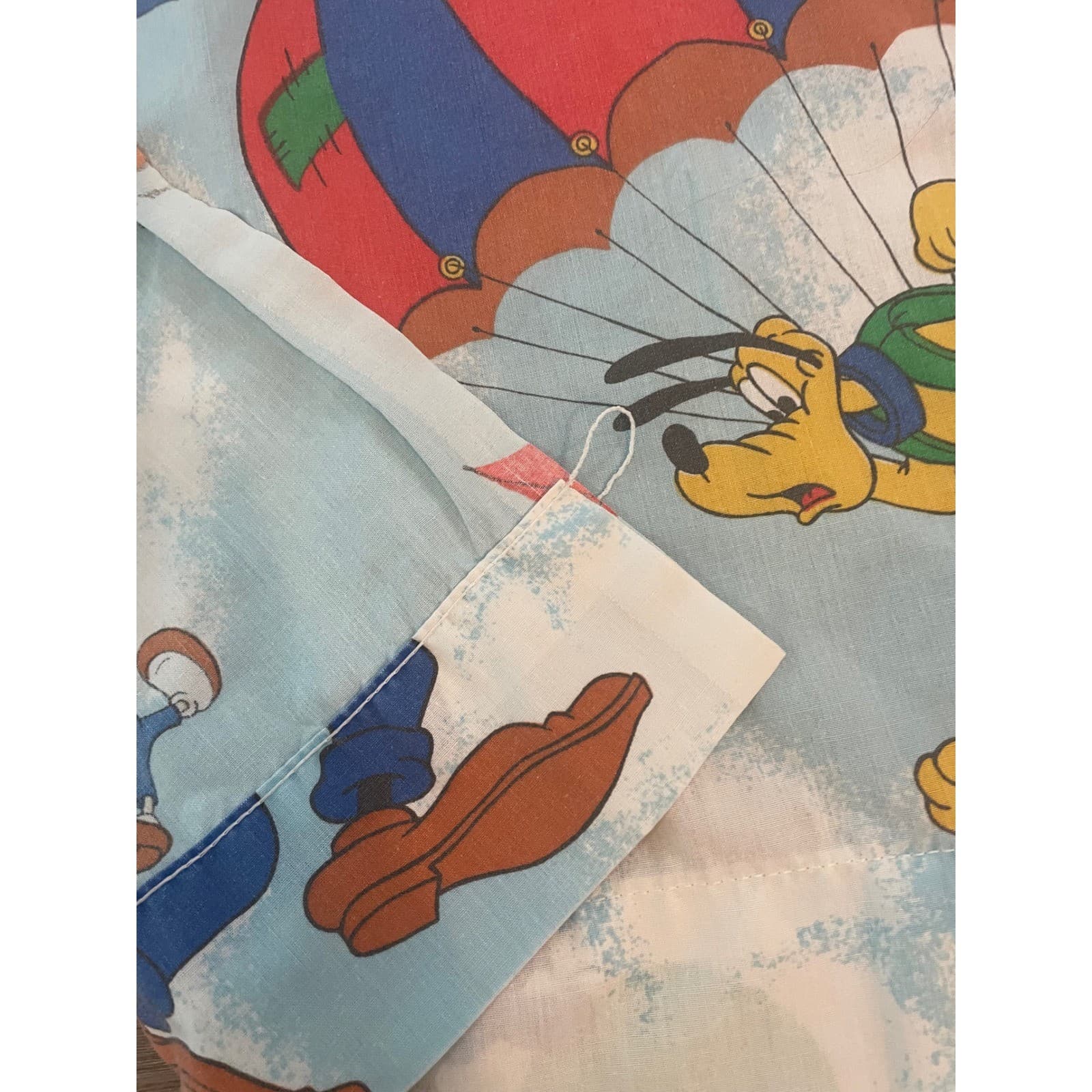 Vintage Disney Mickey Air Mobile Twin Flat Sheet Pacific Dumbo Donald Goofy 80s - Thumbnail 10
