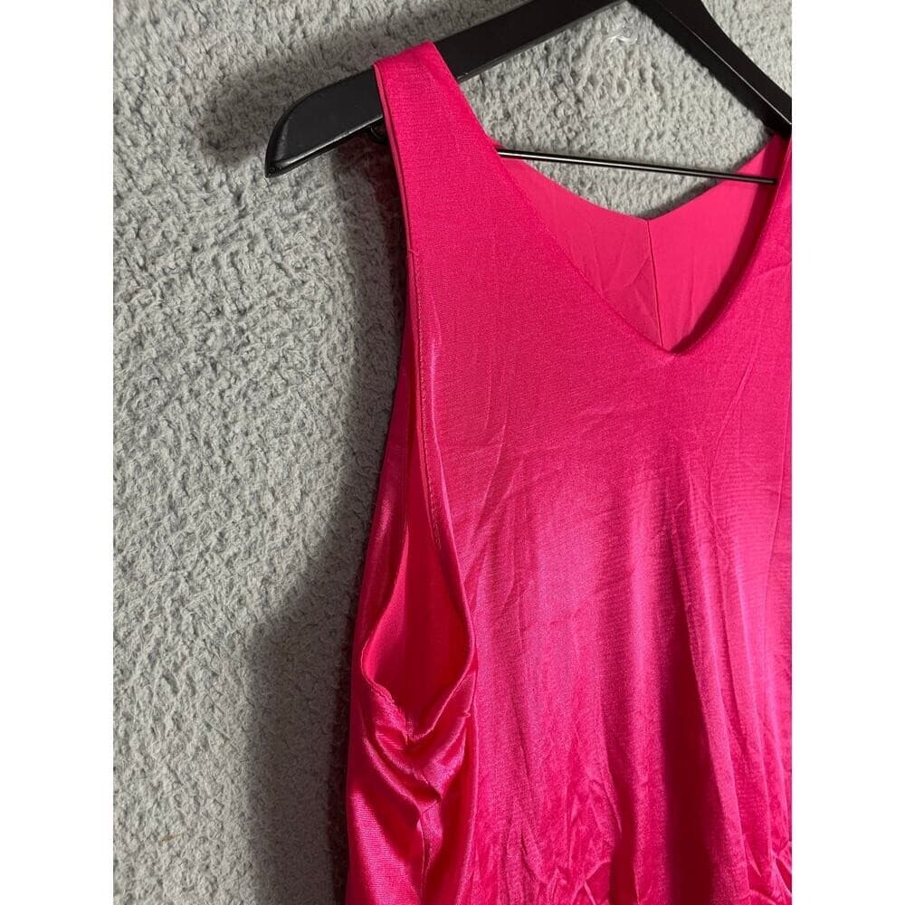 Hot Pink Sleeveless Swing Dress Women's XL A-Line Layered Hem Party Style - Thumbnail 6