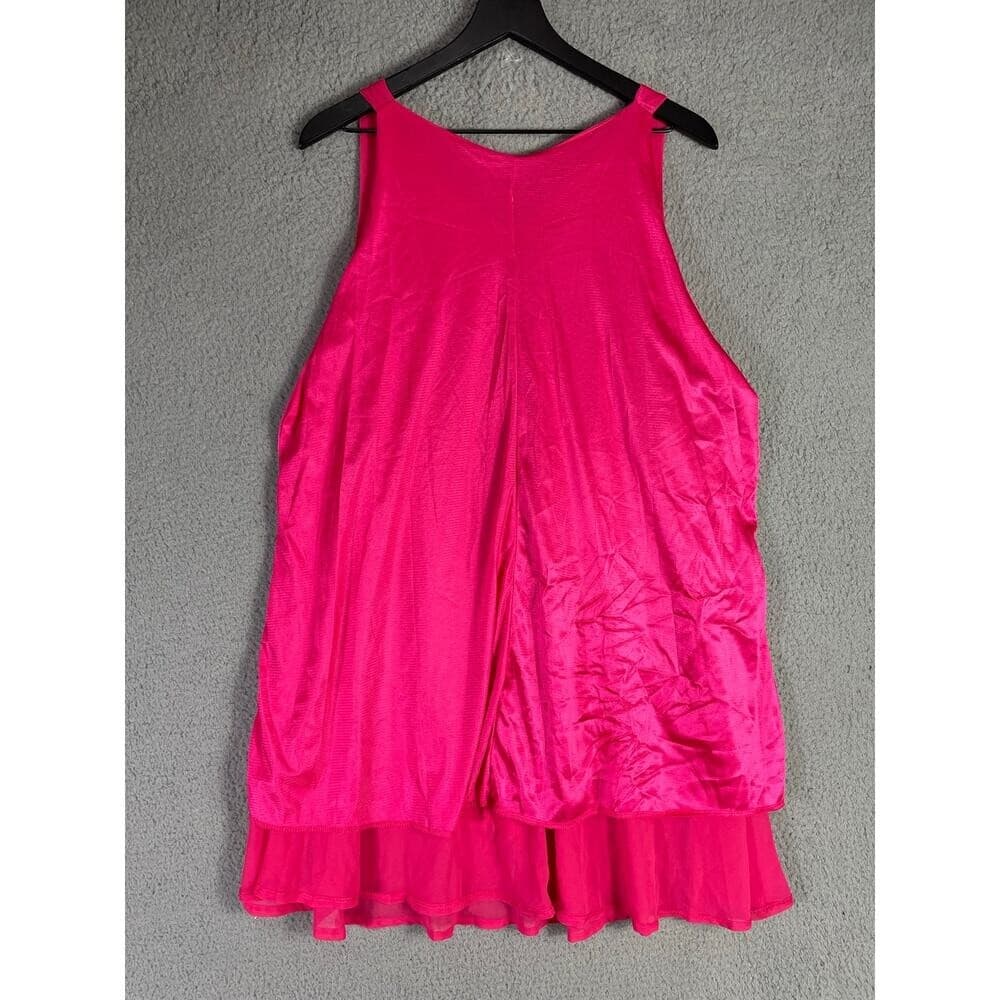 Hot Pink Sleeveless Swing Dress Women's XL A-Line Layered Hem Party Style - Thumbnail 8