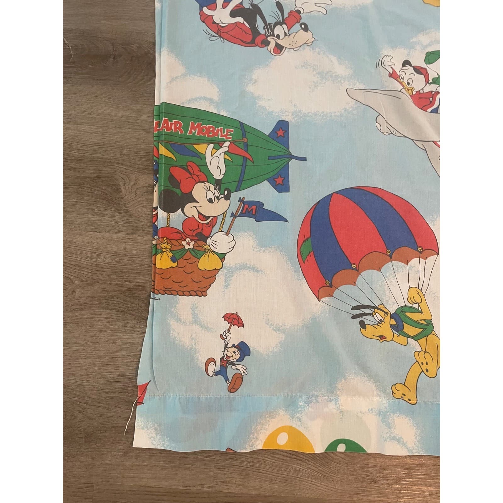 Vintage Disney Mickey Air Mobile Twin Flat Sheet Pacific Dumbo Donald Goofy 80s - Thumbnail 5