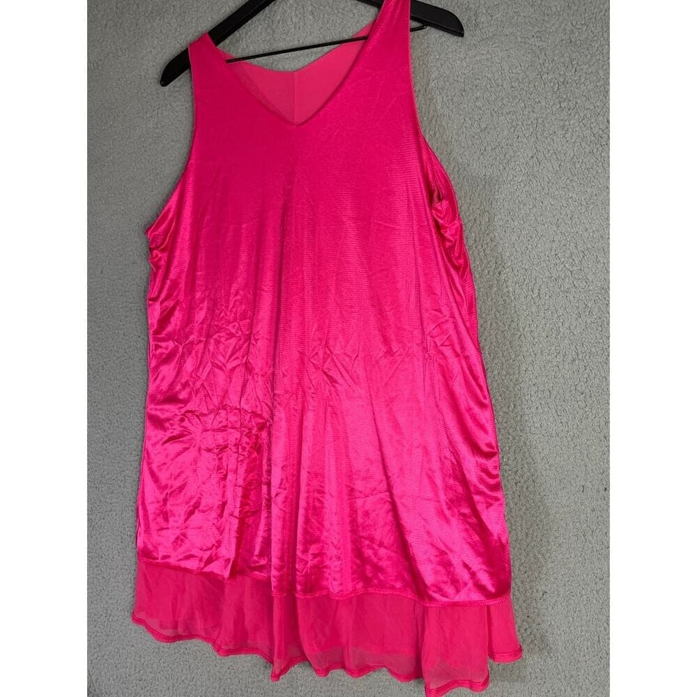 Hot Pink Sleeveless Swing Dress Women's XL A-Line Layered Hem Party Style - Thumbnail 5