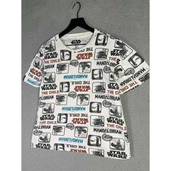 Star Wars Mandalorian The Child Graphic Tee Shirt All Over Print Unisex XL White - Thumbnail 8