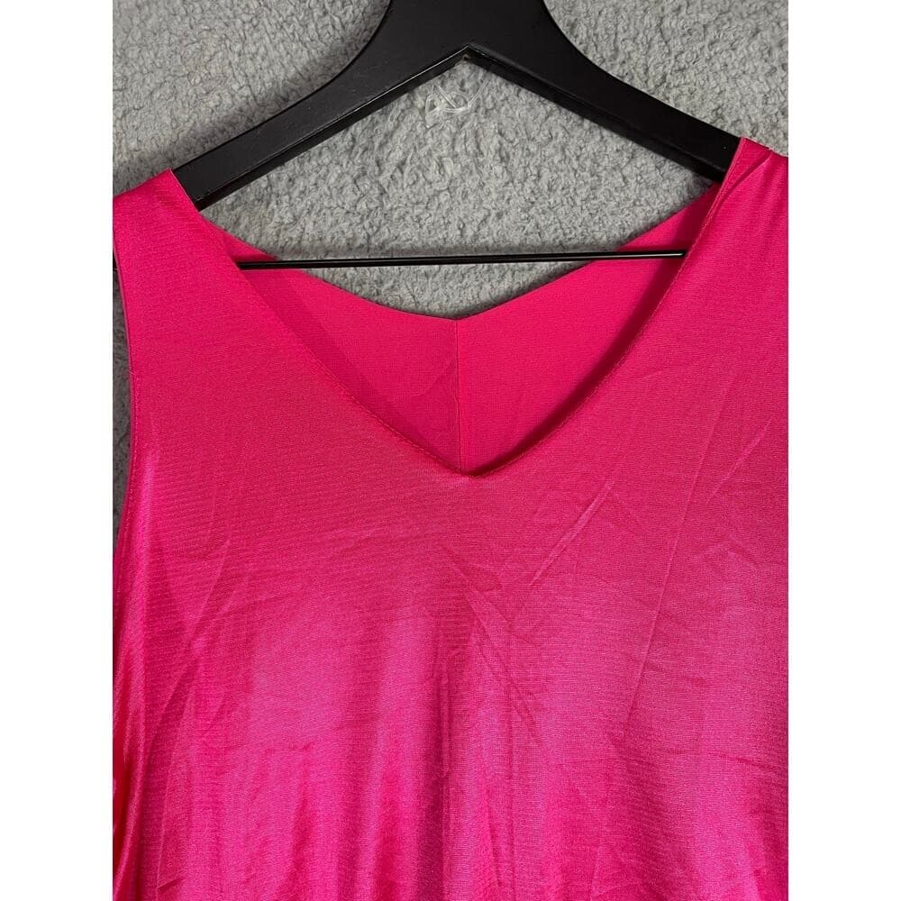 Hot Pink Sleeveless Swing Dress Women's XL A-Line Layered Hem Party Style - Thumbnail 7