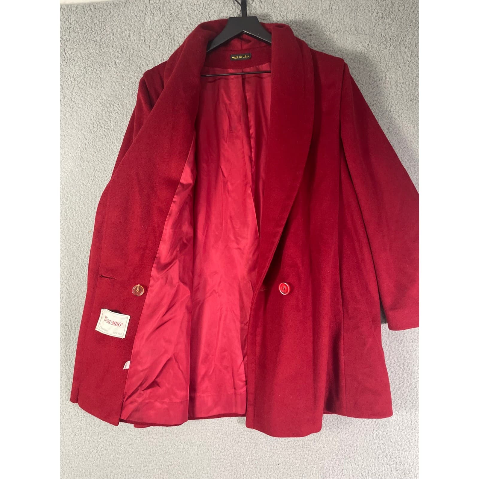 Worumbo 100% Wool Blazer Red Womens Vintage Coat Jacket Tailored USA M/L - Thumbnail 10