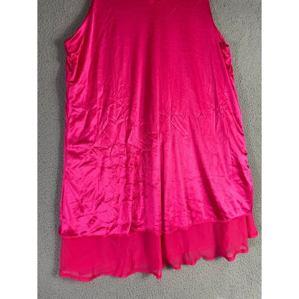 Hot Pink Sleeveless Swing Dress Women's XL A-Line Layered Hem Party Style - Thumbnail 4