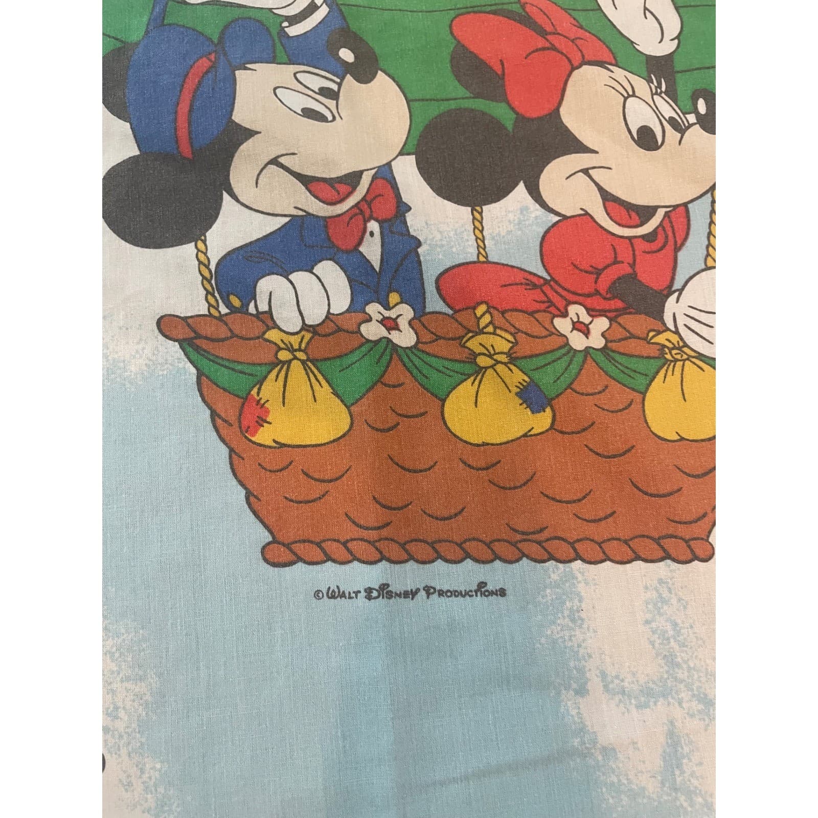 Vintage Disney Mickey Air Mobile Twin Flat Sheet Pacific Dumbo Donald Goofy 80s - Thumbnail 7