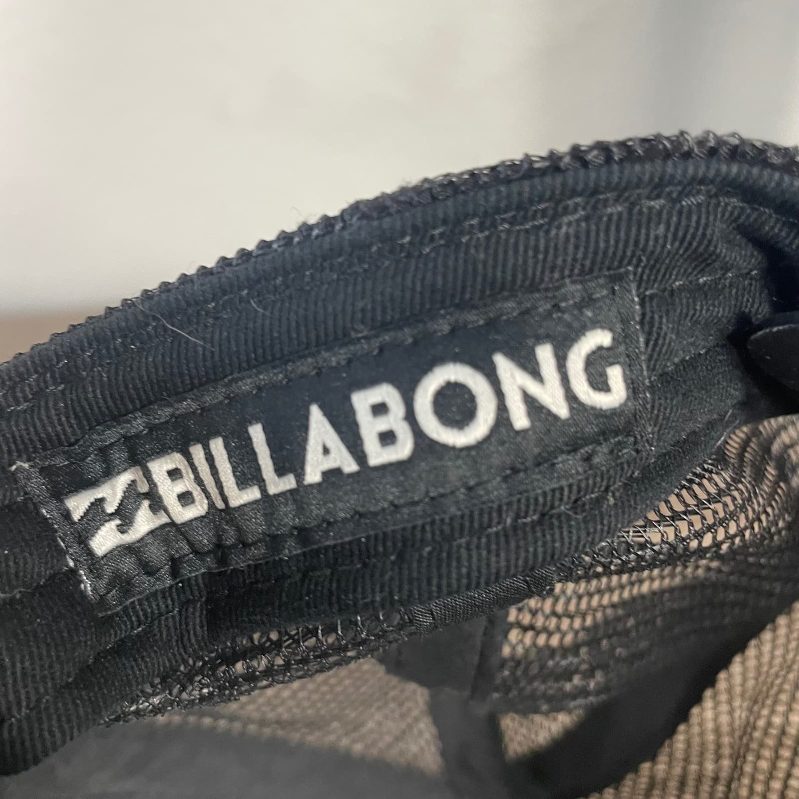 Billabong Mens Trucker Hat Black Teal Striped Logo Snapback Flat Brim Cap - Thumbnail 2
