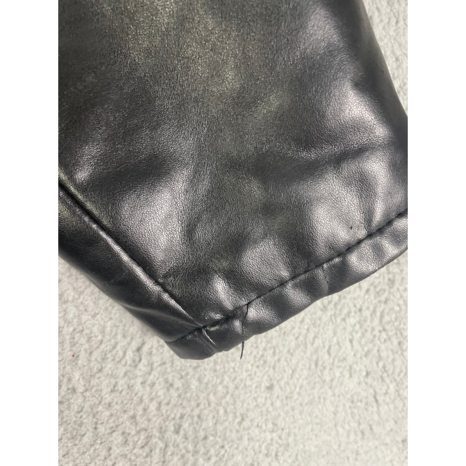 Made Italy Vintage Faux Leather Jacket Womens XL Black Oversized Moto Coat - Thumbnail 12