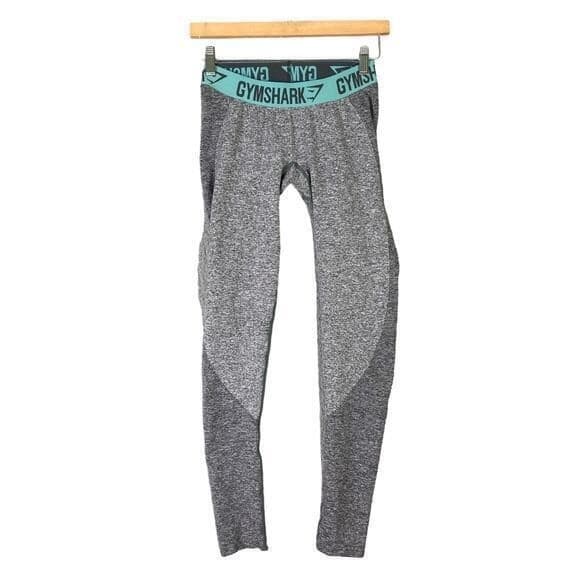 Gymshark Flex Leggings Small Charcoal Marl Teal Low Rise Seamless Workout Pants - Thumbnail 2