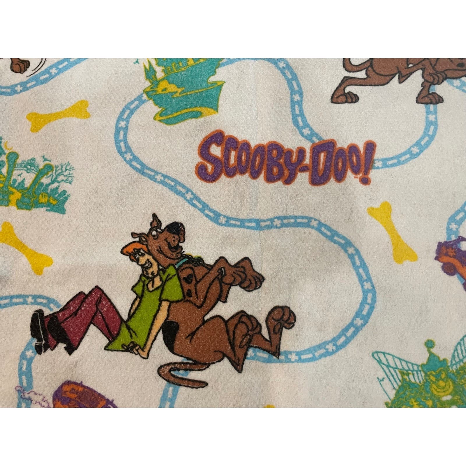 Vintage 90s Scooby Doo Shaggy Fleece Blanket Throw Mystery Machine Made in USA - Thumbnail 6
