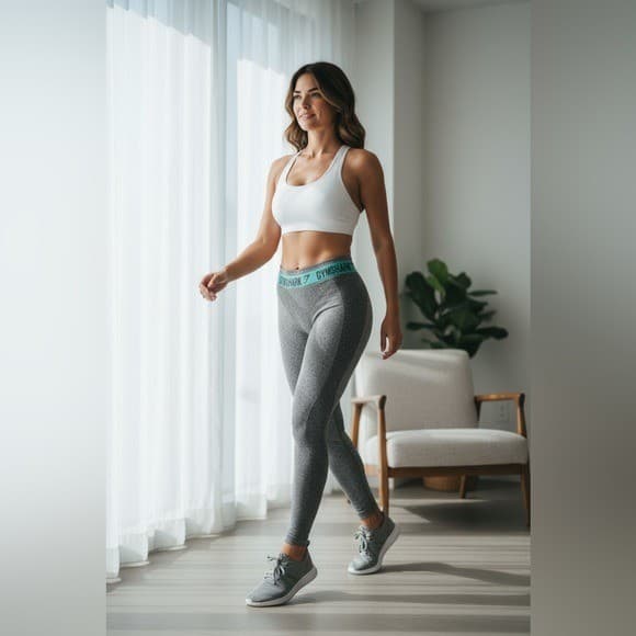Gymshark Flex Leggings Small Charcoal Marl Teal Low Rise Seamless Workout Pants