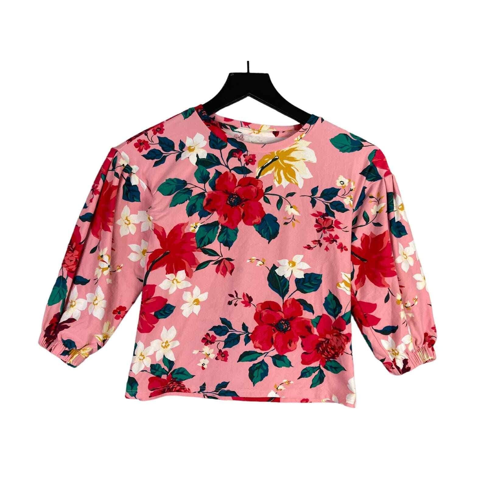 Old Navy Girls Pink Floral Top Long Sleeve Shirt Size Small Casual Fashion Cute - Thumbnail 2