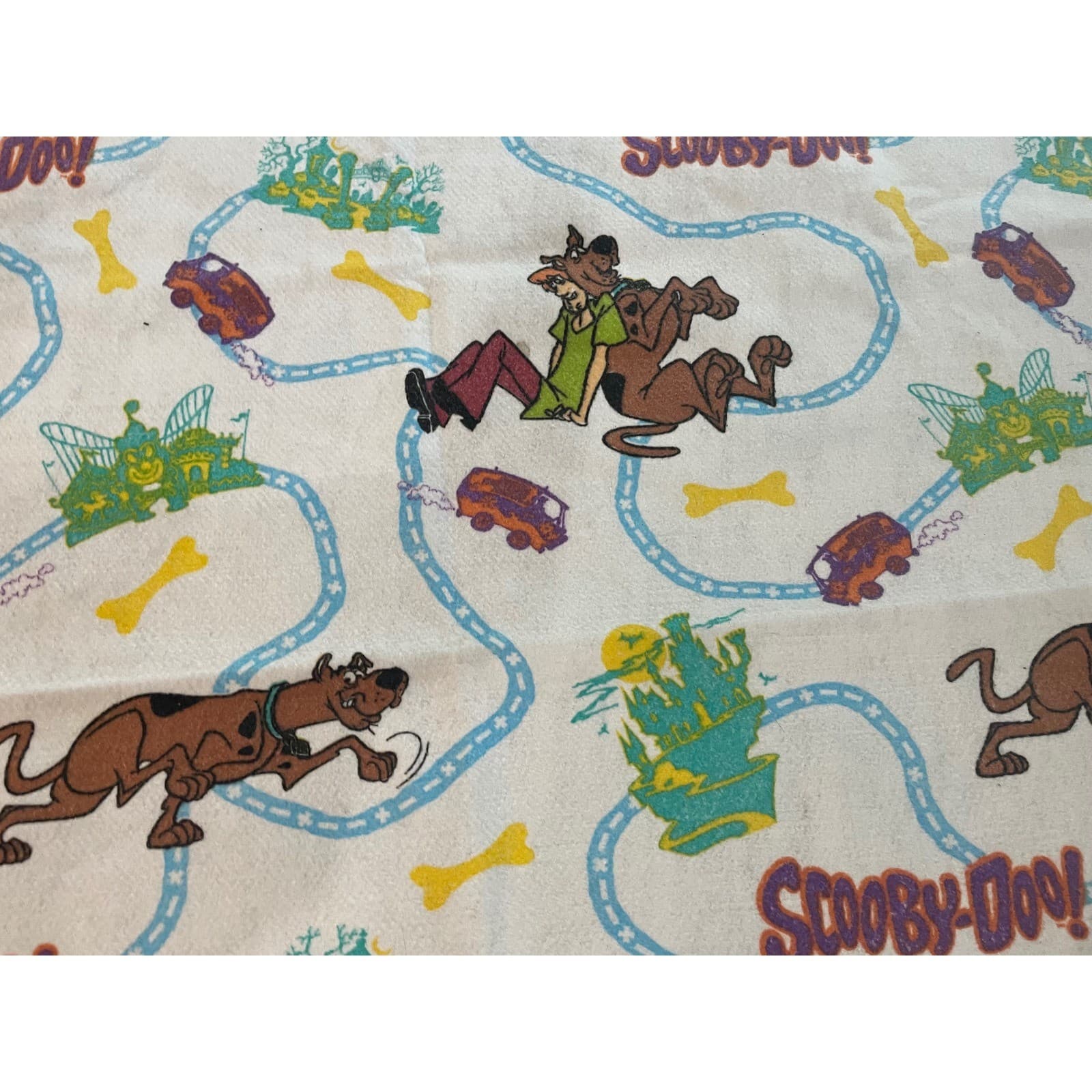 Vintage 90s Scooby Doo Shaggy Fleece Blanket Throw Mystery Machine Made in USA - Thumbnail 7