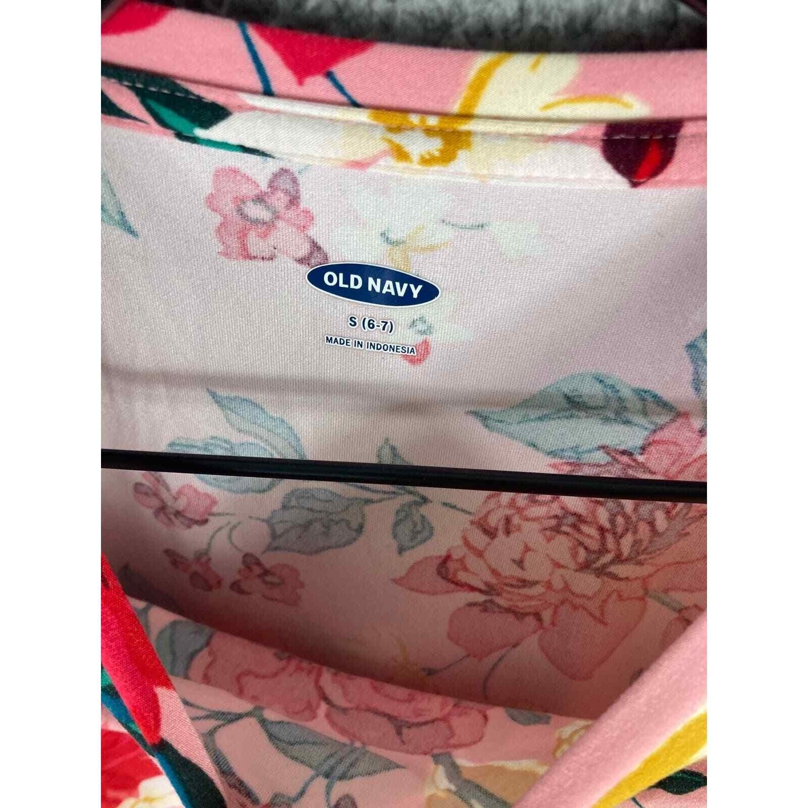 Old Navy Girls Pink Floral Top Long Sleeve Shirt Size Small Casual Fashion Cute - Thumbnail 4