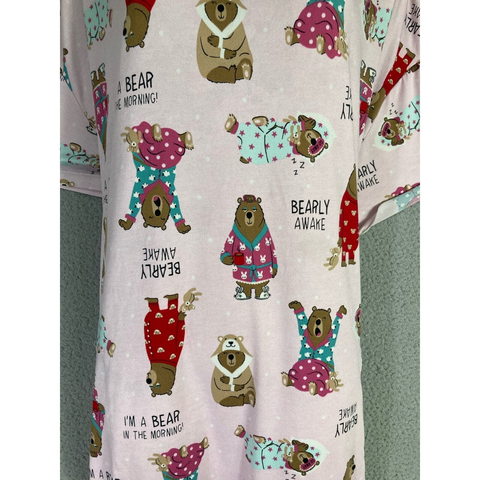 Secret Treasures Women's Pink Bear Graphic Sleepshirt Nightgown Size L - Thumbnail 6