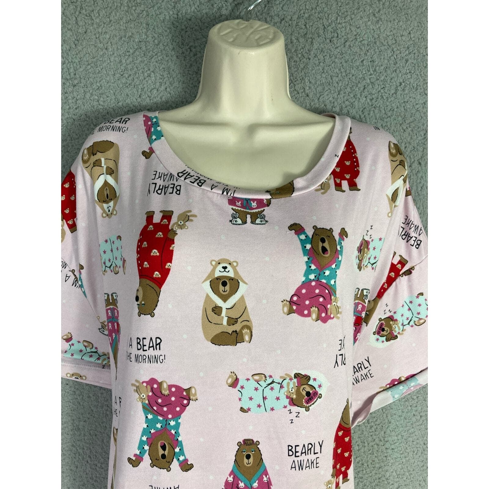Secret Treasures Women's Pink Bear Graphic Sleepshirt Nightgown Size L - Thumbnail 7