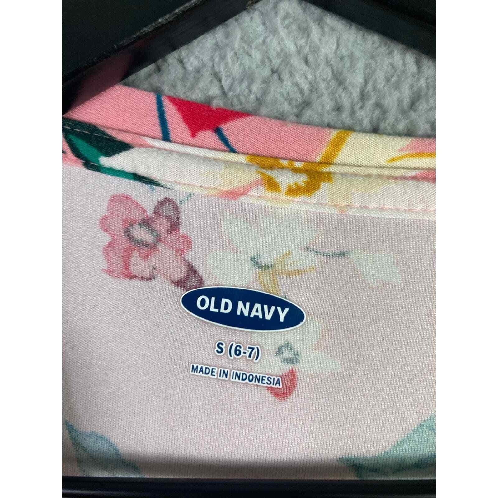 Old Navy Girls Pink Floral Top Long Sleeve Shirt Size Small Casual Fashion Cute - Thumbnail 3