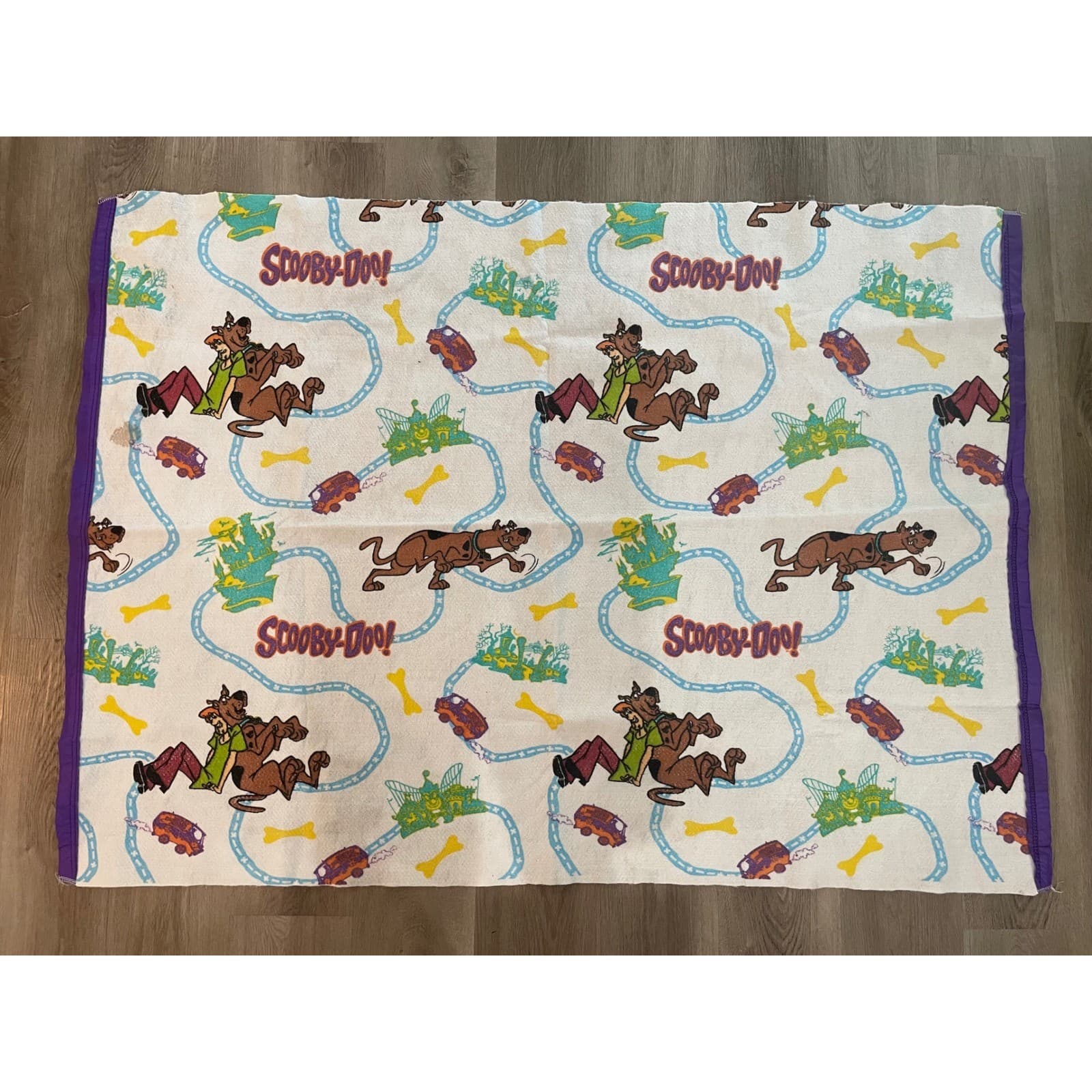Vintage 90s Scooby Doo Shaggy Fleece Blanket Throw Mystery Machine Made in USA - Thumbnail 4