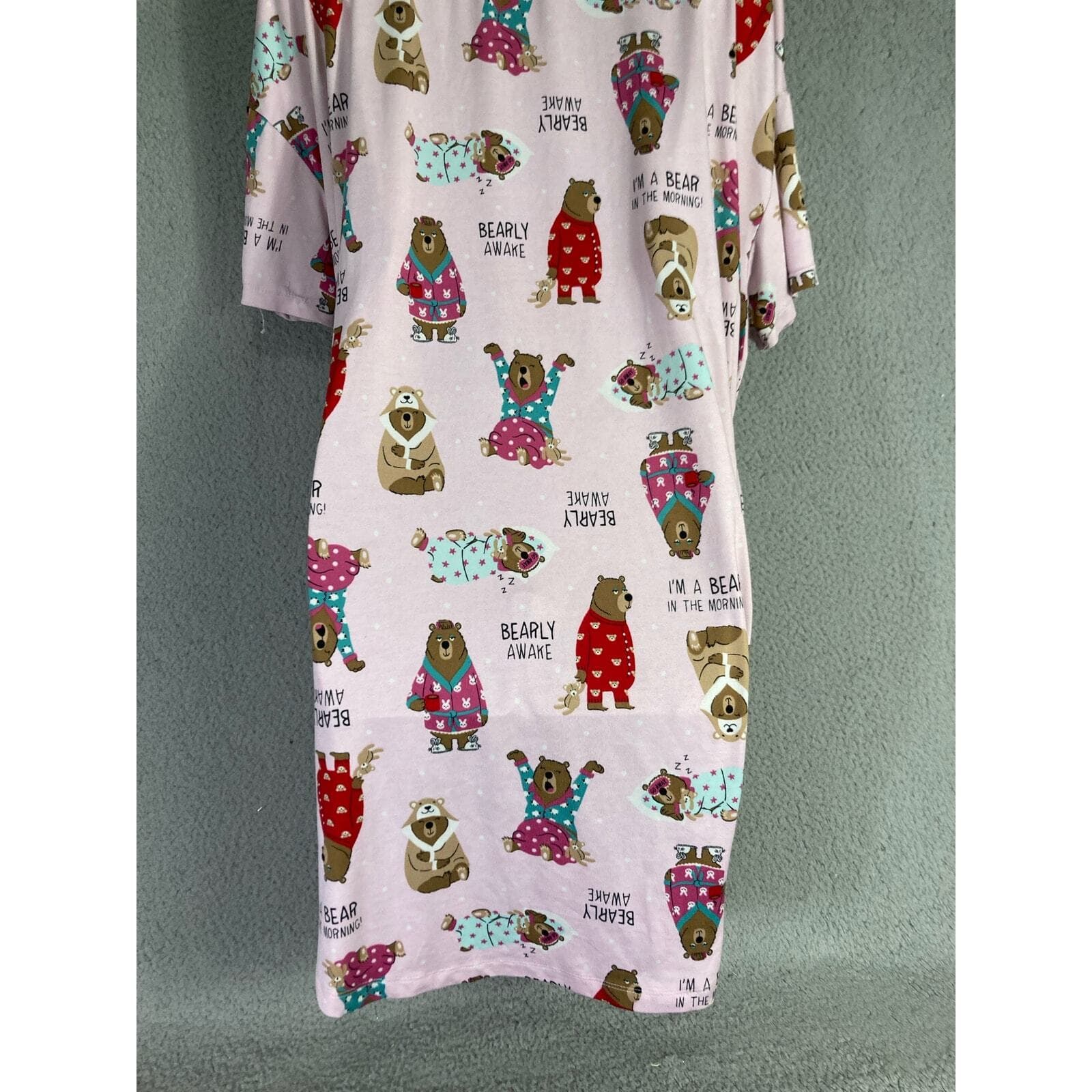 Secret Treasures Women's Pink Bear Graphic Sleepshirt Nightgown Size L - Thumbnail 10