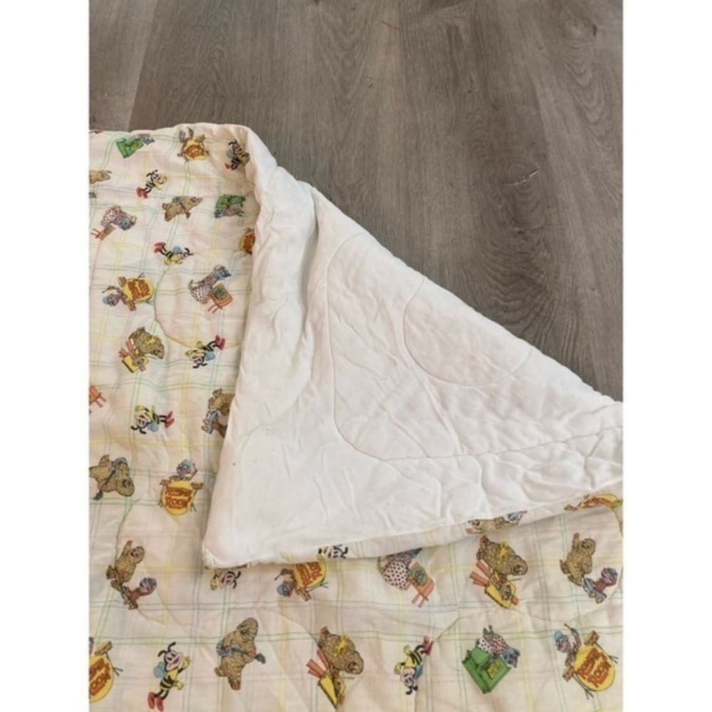 Vintage Baby Quilt Blanket Crib 80s Teddy Bear Nursery Romper Room Retro - Thumbnail 5