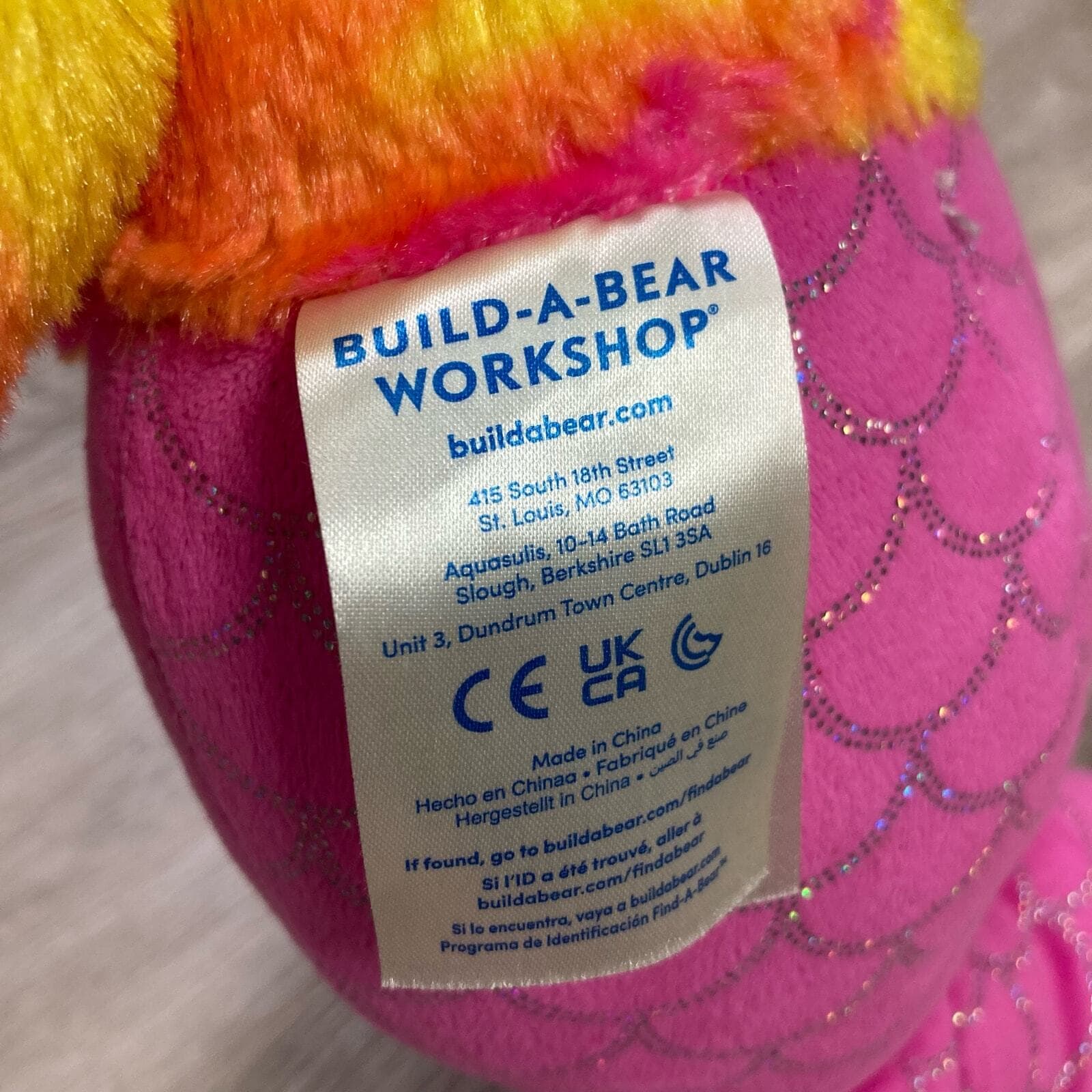 Build A Bear Mer Cat Plush 16” Pink Yellow Tie Dye Mermaid Stuffed Animal - Thumbnail 4
