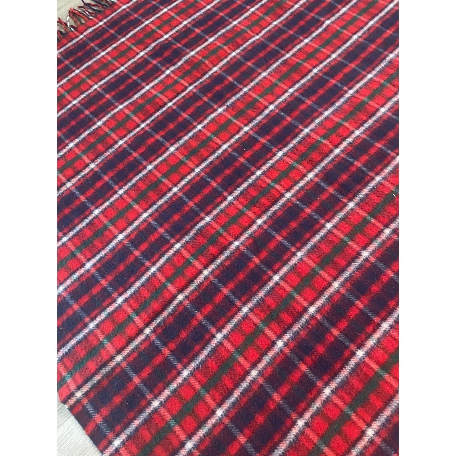 Vintage Horner Woolen Mills Blanket Red Plaid 100% Virgin Wool Stadium USA - Thumbnail 9