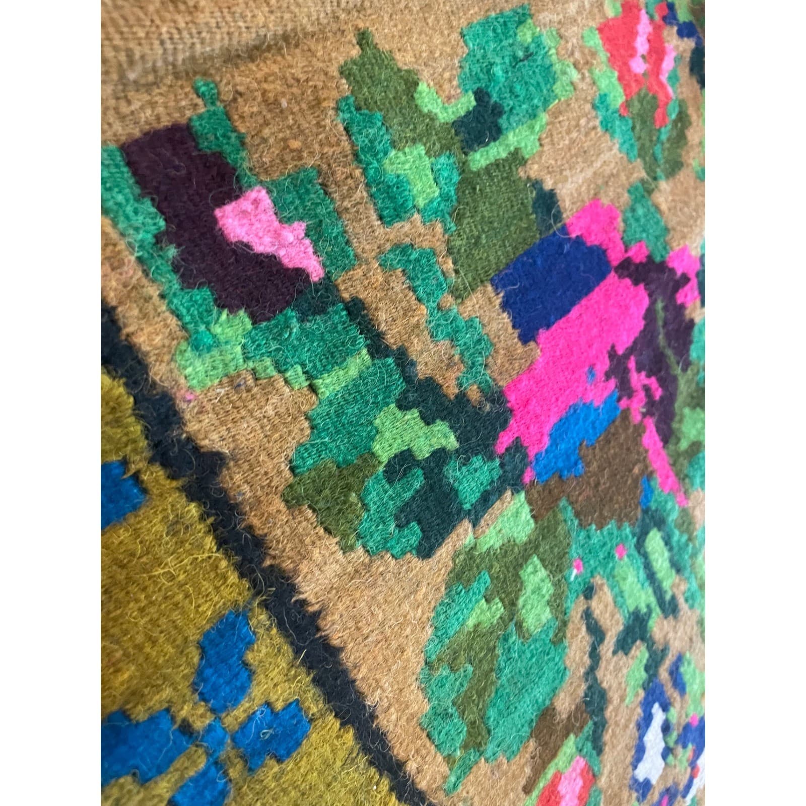 Vintage Bessarabian Kilim Rug Floral Rose Wool 70x50 Moldovan Romanian Flatweave - Thumbnail 5