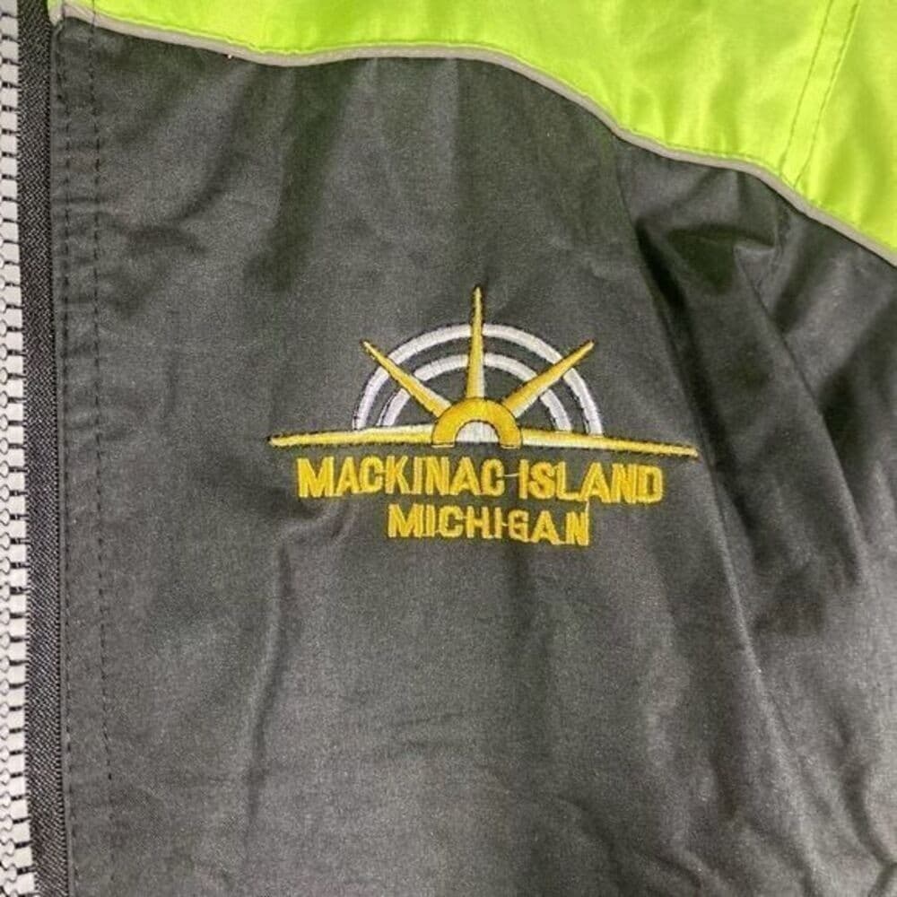 Mackinac Island Small Jacket Unisex Michigan Adult Hood Fleece Lined Neon Black - Thumbnail 7