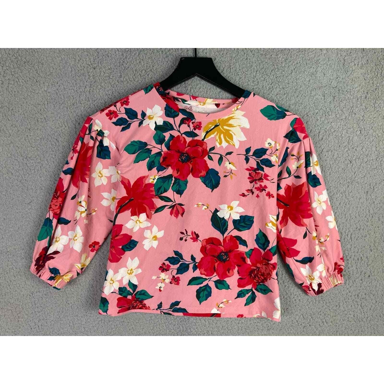 Old Navy Girls Pink Floral Top Long Sleeve Shirt Size Small Casual Fashion Cute - Thumbnail 5