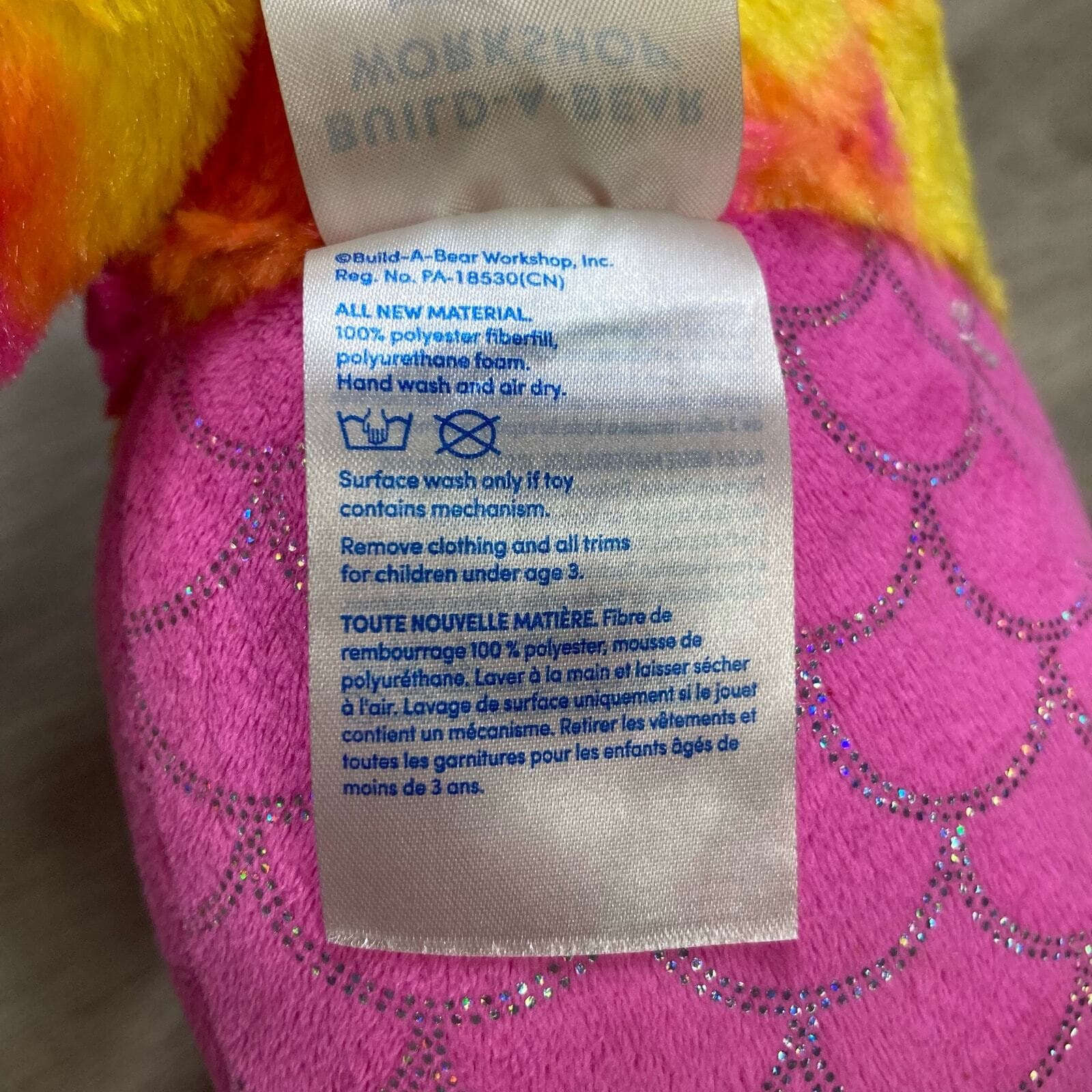 Build A Bear Mer Cat Plush 16” Pink Yellow Tie Dye Mermaid Stuffed Animal - Thumbnail 5