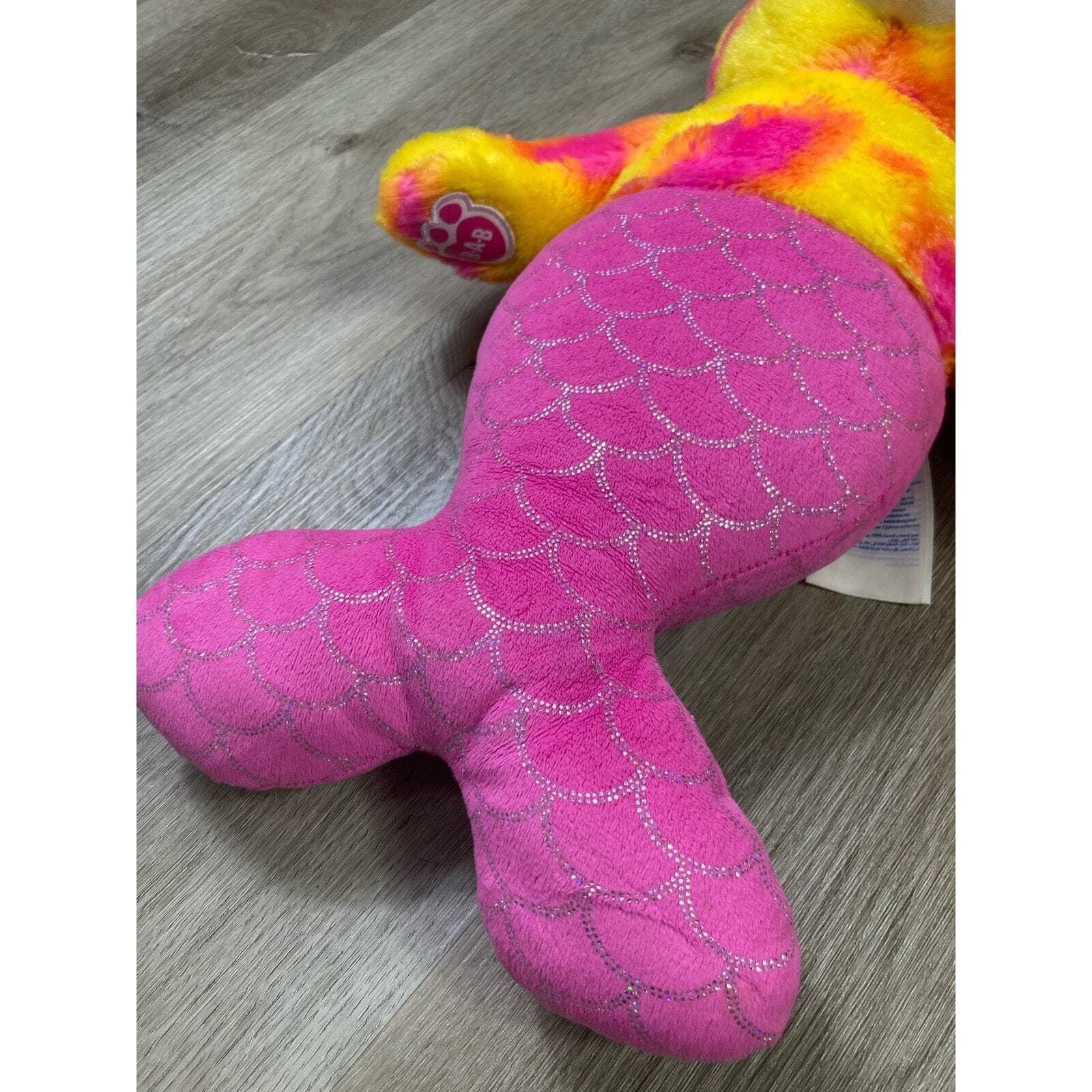 Build A Bear Mer Cat Plush 16” Pink Yellow Tie Dye Mermaid Stuffed Animal - Thumbnail 9